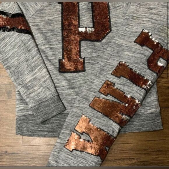 PINK VS HTF FLIP SEQUIN HOODIE/ BLING JOGGERS OUTFIT M - Picture 2 of 11